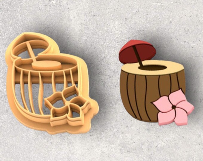 Coconut Cocktail Clay Cutter| Polymer clay shape cutter | embossing cutter |earring shape mold | ceramic pottery