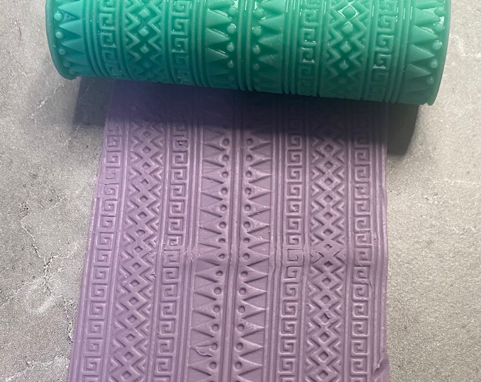 Aztec Texture Roller  | Clay Roller I Pottery Roller I Polymer Clay Roller I Texture Rolling Pin |