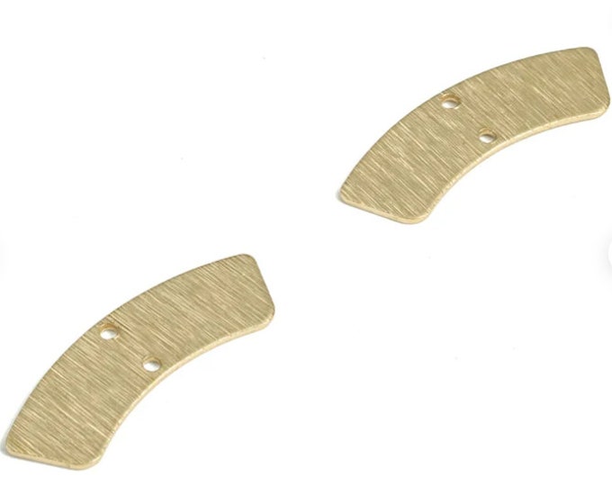 4 Pieces Brass Textured Geometric Earring Connector - Raw Brass Geometric Earring Charms - 2 Holes - Jewelry Supplies - 28.45x10.06x0.88mm -