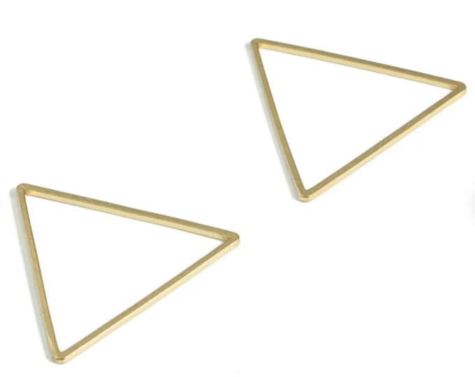 10 Brass Triangle Charms - Triangle Shaped Raw Brass Pendant - Earring Finding - Brass Triangle - Jewelry SuPPlies - 29.0x1.0x1.0mm