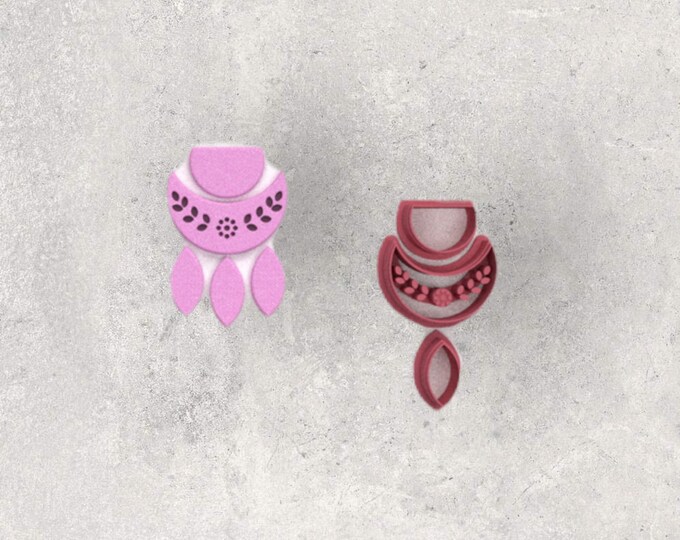 Moon with Leaves Clay Cutter| Polymer clay shape cutter | embossing cutter |earring shape mold | ceramic pottery