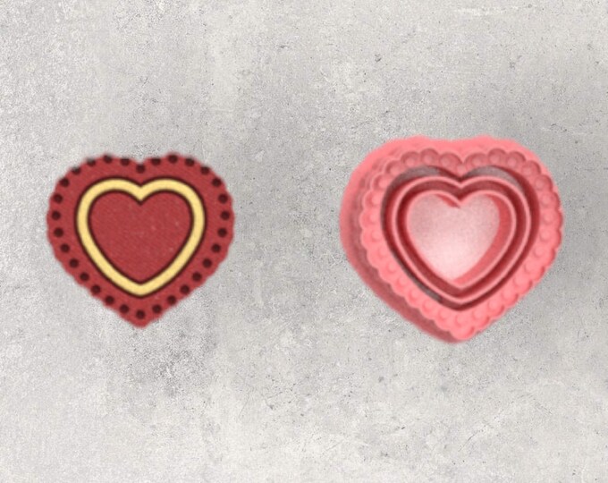 Studded Heart Clay Cutter| Polymer clay shape cutter | embossing cutter |earring shape mold | ceramic pottery