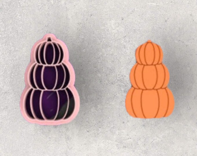 Tripple Pumpkin Stack Clay Cutter| Polymer clay shape cutter | embossing cutter |earring shape mold | ceramic pottery