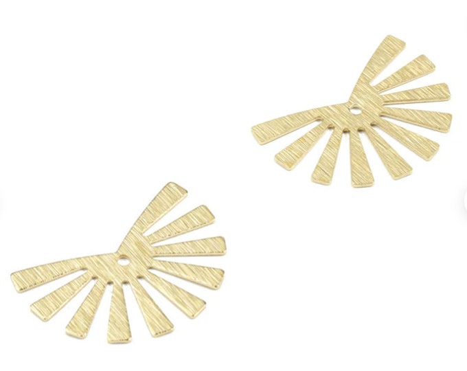 2 Pieces Brass Sun Earring Charms - Raw Brass Textured Sun Pendant - Earring Findings - Jewelry Supplies - 24.8x16.56x0.62mm