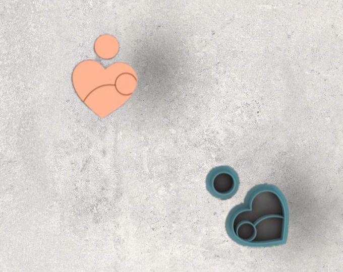 Mother & Child Heart Clay Cutter| Polymer clay shape cutter | embossing cutter |earring shape mold | ceramic pottery