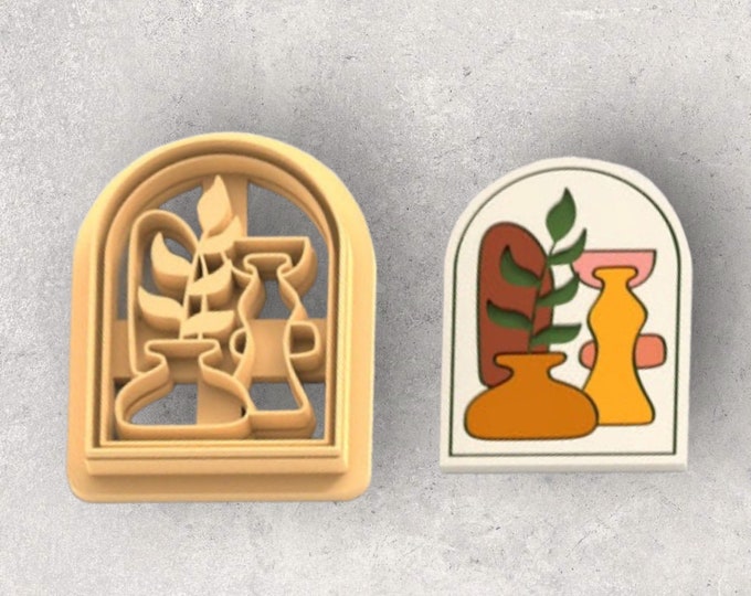 Boho Vase Arch Clay Cutter| Polymer clay shape cutter | embossing cutter |earring shape mold | ceramic pottery