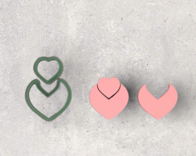 2 Piece Dangle HeartClay Cutter | Polymer clay shape cutter | embossing cutter |earring shape mold | handmade earrings |