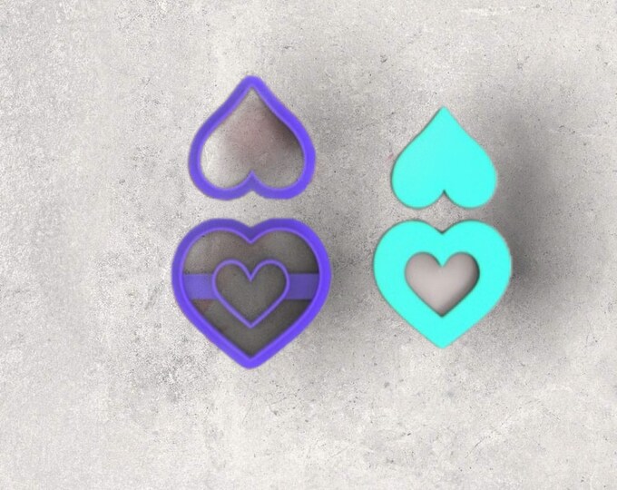 Valentine Heart Combo Clay Cutter | Polymer clay shape cutter | embossing cutter |earring shape mold