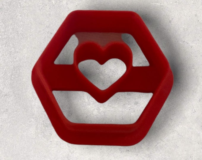 Heart Hexagon Embossed Clay Cutter | Polymer clay shape cutter | embossing cutter |earring shape mold | handmade earrings |