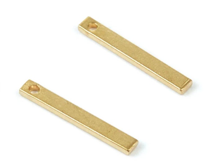 6 Pieces Brass Strip Charms - Raw Brass Strip Pendants - Earring Findings - Jewelry Supplies - 15x2x1mm
