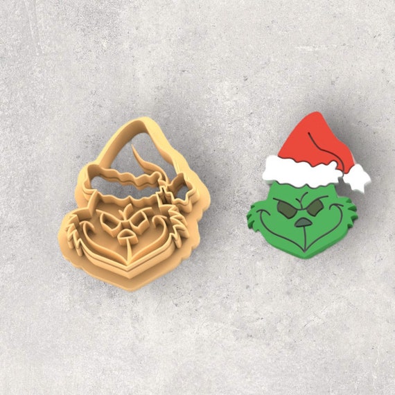 Weihnachten Grinch Ausstechform | Fimo Form Ausstecher | Silber 925 Silber Ohrring Prägung Ausstechform aus Keramik Töpferei