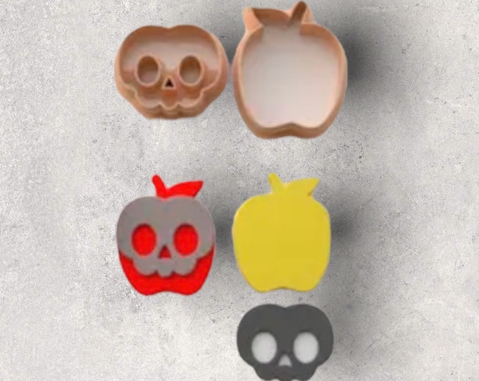 Halloween Apple Skull Clay Cutter| Polymer clay shape cutter | embossing cutter |earring shape mold | ceramic pottery