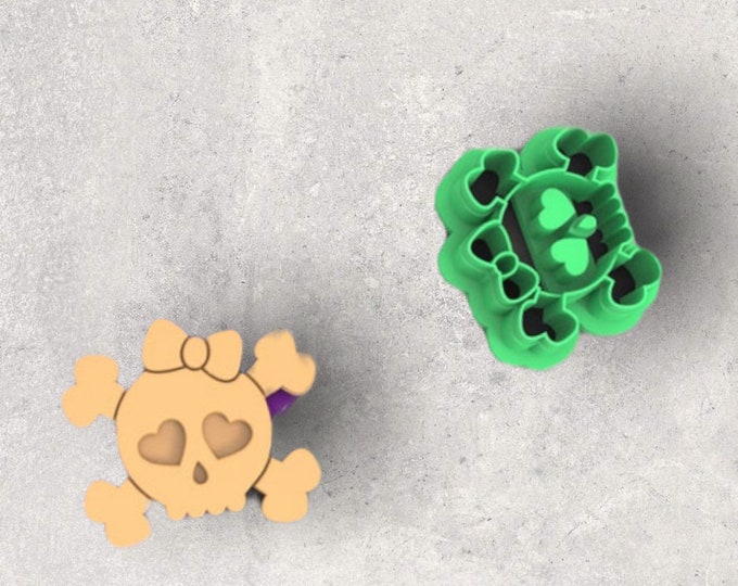 Halloween Skull with Bow Clay Cutter| Polymer clay shape cutter | embossing cutter |earring shape mold | ceramic pottery