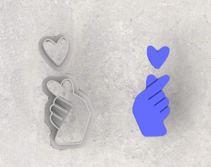 Valentines Finger Heart- Korean Heart-Clay Cutter| Polymer clay shape cutter | embossing cutter |earring shape mold | ceramic pottery