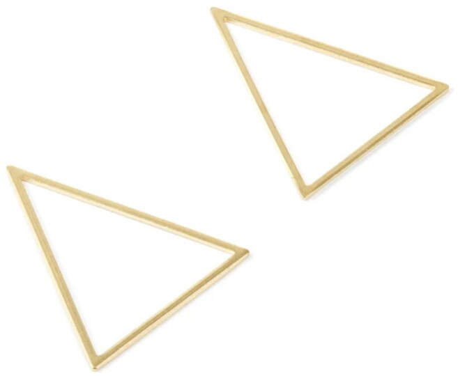 6 Pieces Brass Triangle Charms - Triangle Shaped Raw Brass Pendant - Earring Findings - Jewelry Supplies - 36x30x1mm -