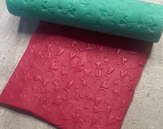 Plant Hearts Seamless Texture Roller | Clay Roller I Pottery Roller I Polymer Clay Roller I Texture Rolling Pin |