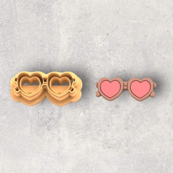 Heart Glasses Clay Cutter| Polymer clay shape cutter | embossing cutter |earring shape mold | ceramic pottery