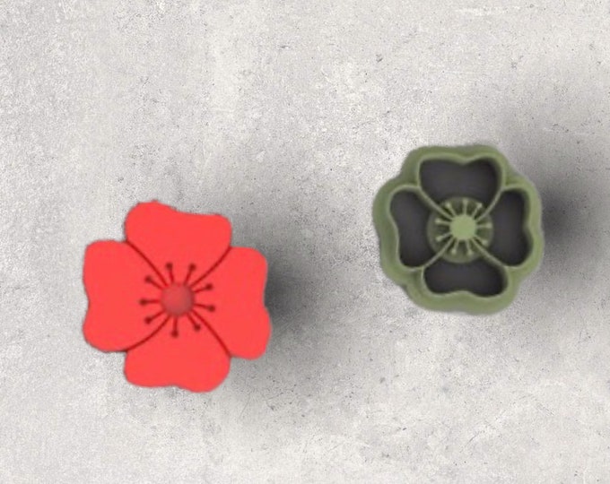 Poppy Flower Clay Cutter| Polymer clay shape cutter | embossing cutter |earring shape mold | ceramic pottery