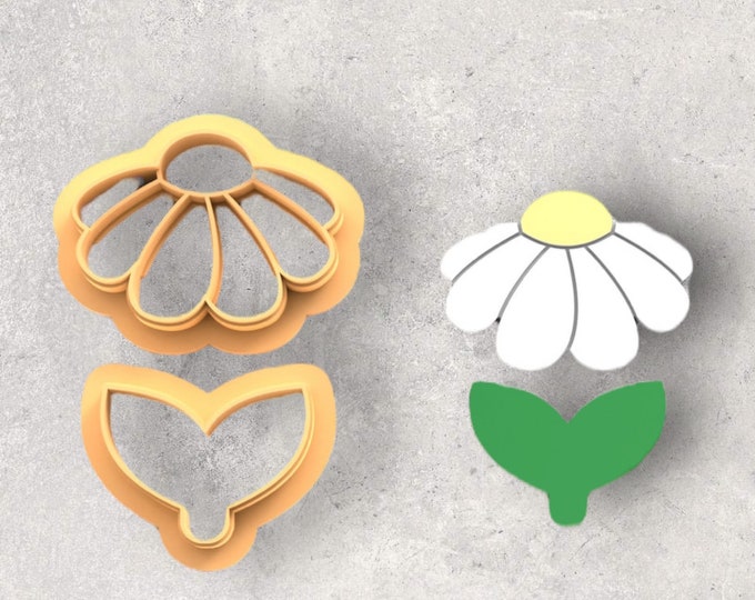 Daisy & Stem Clay Cutter| Polymer clay shape cutter | embossing cutter |earring shape mold | ceramic pottery