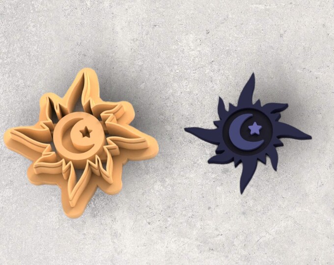 Mystical Occult Moon & Star Clay Cutter| Polymer clay shape cutter | embossing cutter |earring shape mold | ceramic pottery