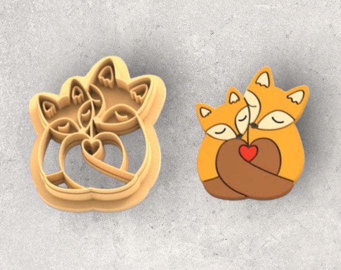 Valentines Fox Love Clay Cutter| Polymer clay shape cutter | embossing cutter |earring shape mold | ceramic pottery