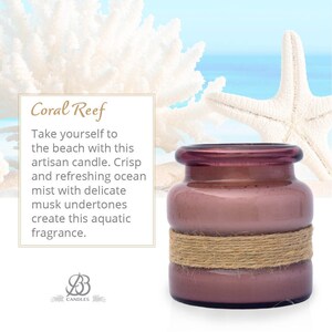 Coral Reef 13 oz Candle - Coastal Home Decor - Lavender Hand-Blown Seeded Glass - Spa Aesthetic - Aromatherapy - Reusable & Repurpose