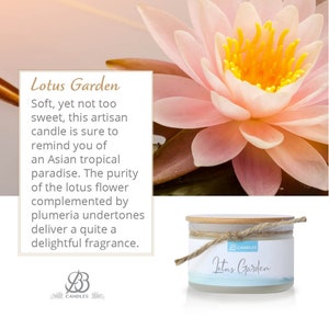 Travel Size Hand Poured Artisan Coastal Inspired Candle Favors, Floral Lotus Garden, 4 oz. Scented Candle