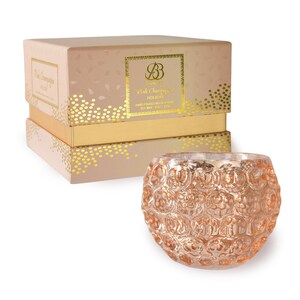 Pink Champagne Scented Candle in Mercury Glass Glistening Vessel - Beautifully Boxed, 9 oz - Gift Ready