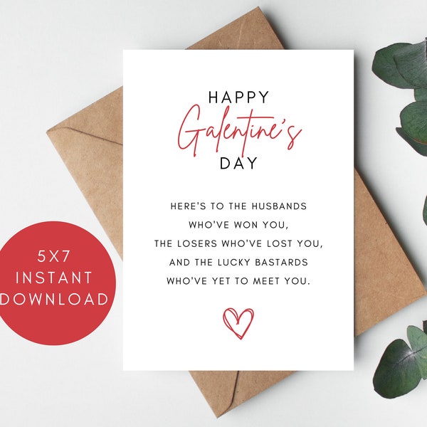 Funny Galentines Day Card, Galentines Day Gift for Best Friend, Valentine Cards for Coworker, Galentines Printable Card, Anti Valentines Day