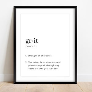 Grit Definition Print: Inspirational Wall Art (Digital Download)