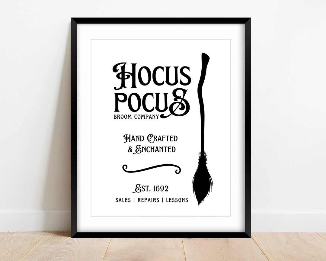Hocus Pocus Broom Company Sign Halloween Wall Art Halloween Etsy