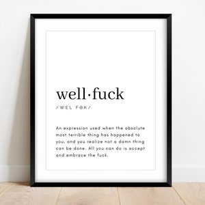 Funny Swear Word Definition Print: Minimalist Home Decor (Digital Download)