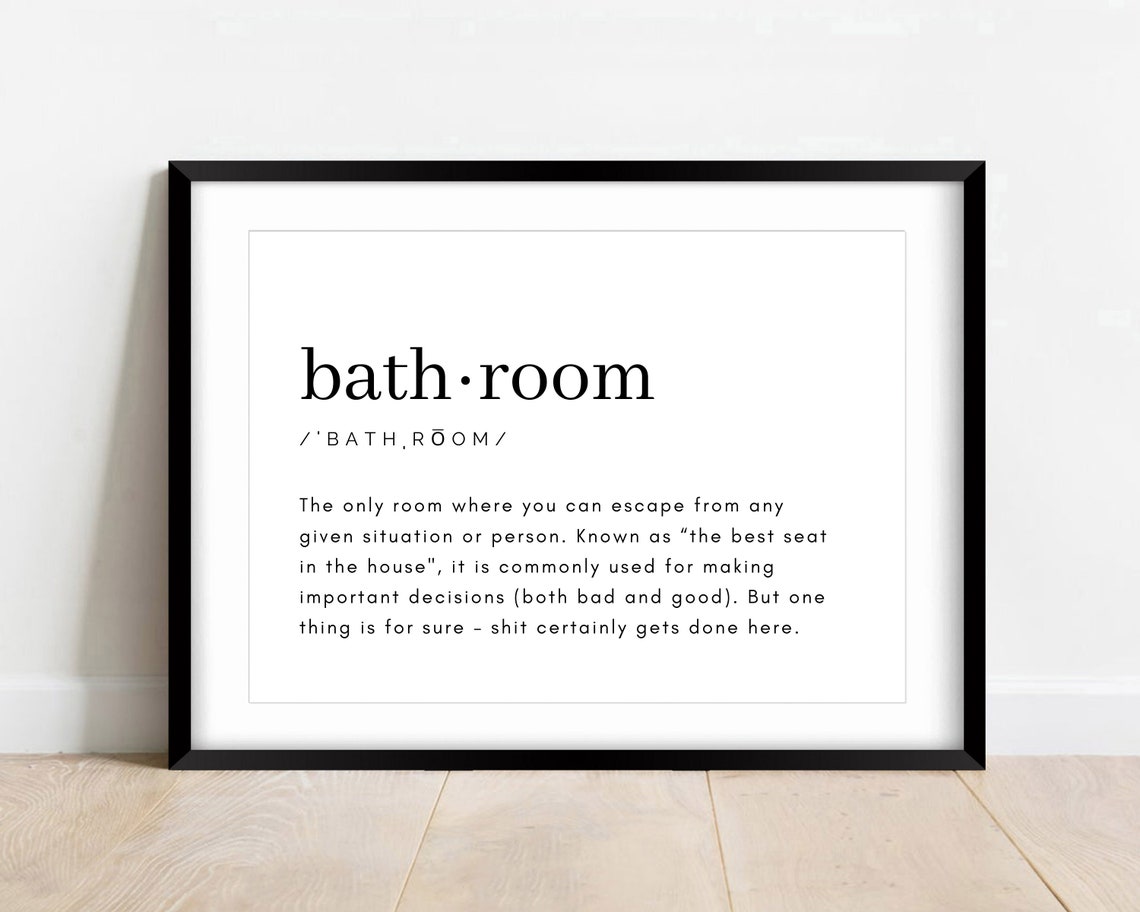 Bathroom Definition Wall Art Printable Bathroom Wall Art Etsy