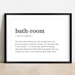 Bathroom Definition Wall Art Printable Bathroom Wall Art - Etsy