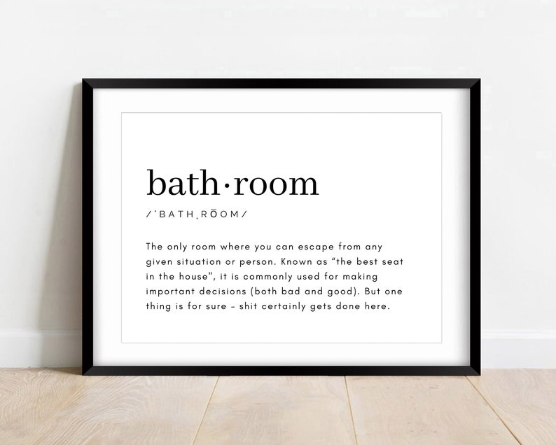 Bathroom Definition Wall Art Printable Bathroom Wall Art Etsy