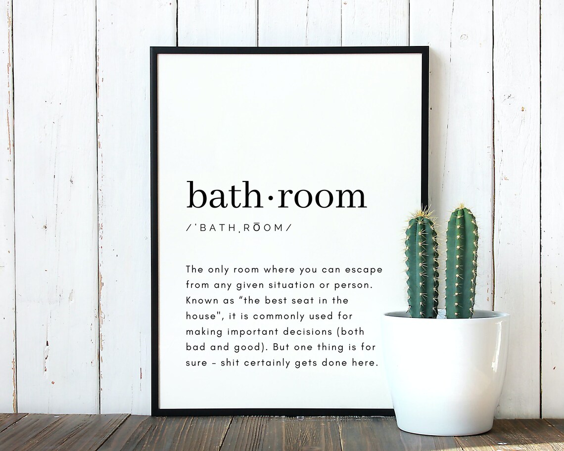 Bathroom Definition Wall Art Printable Bathroom Wall Art Etsy