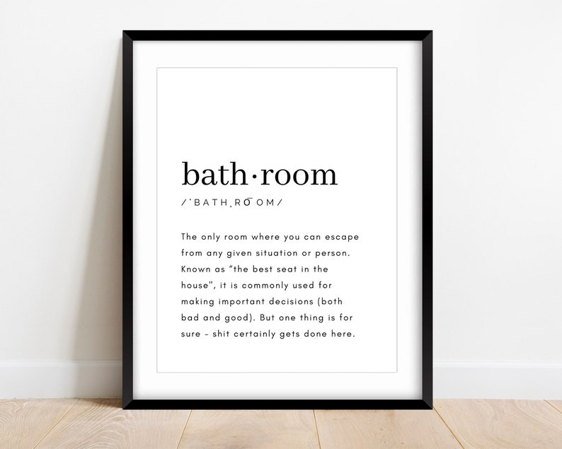 Bathroom Definition Wall Art Printable Bathroom Wall Art - Etsy