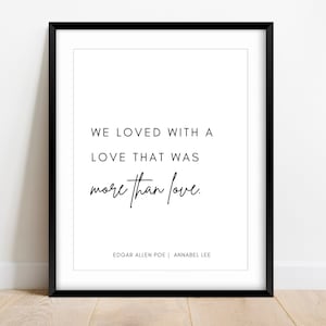 Edgar Allan Poe Print: Annabel Lee Poem, Love Quote (Digital Download)
