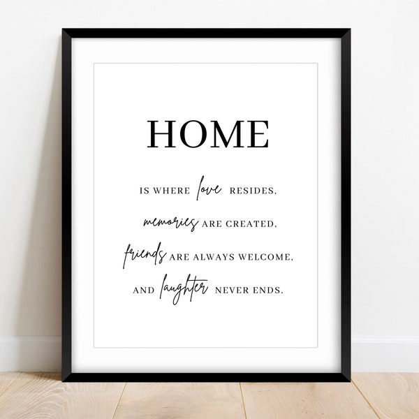 Home Is Where Love Resides SVG, Family Room Decor, Living Room Wall Art, Modern Farmhouse Sign, Family Quote Printable, Housewarming Gift