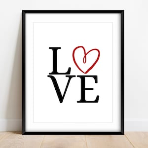 愛の印刷可能なウォールアート、L O V E、クラシックな愛の4文字、寝室、リビングルームの玄関、家族の家の装飾、タイポグラフィウォールアート