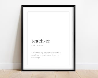Teacher Definition Printable, Teacher Print, Gift For Teacher, Teacher Gift, Teacher Quote, Teacher Sign, Educator Gift, Teacher Wall Art