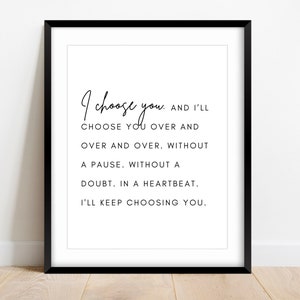I Choose You Wall Art: Romantic Bedroom Quote (Digital Download)
