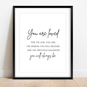 You Are Loved Sign: Girl&#39;s Room Empowerment Art (Digital Download)