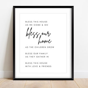 Bless this House Sign, Farmhouse Sign, Bless Our Home, Home Saying, Family Wall Sign, Mothers Day Gift, Living Room Family Wall Print