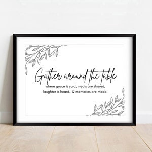 Gather Around the Table Printable Quote: Family Wall Art (Digital Download)