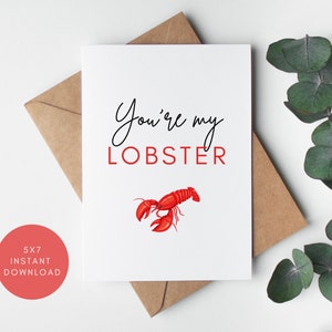 You're My Lobster Card Print, vrienden tv-showkaart, citaat van Ross Geller, vrienden valentijnskaart, jubileumkaart, grappige tv-showkaart