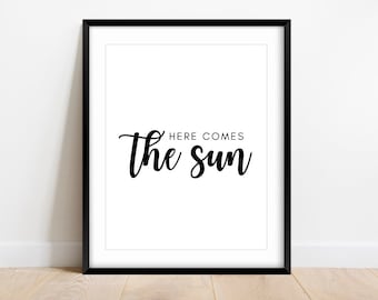 Here Comes The Sun Print: Beatles Song Lyrics, 70s Decor (Digital Download)