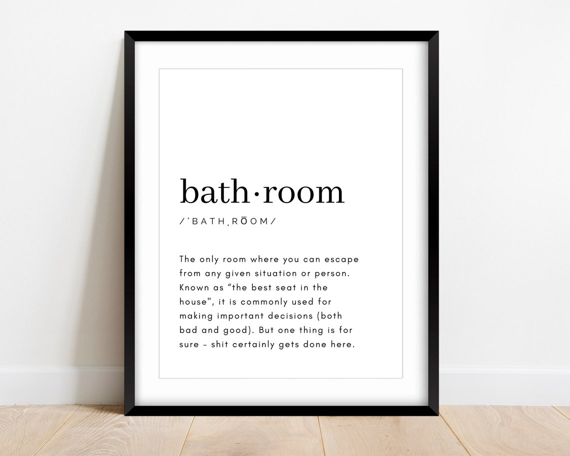 Bathroom Definition Wall Art Printable Bathroom Wall Art Etsy