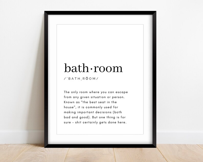 Bathroom Definition Wall Art Printable Bathroom Wall Art Etsy
