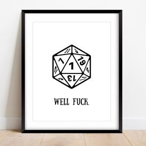 Critical Fail D&D Wall Art: Natural 1 Roll Print (Digital Download)